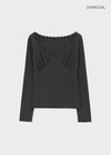 Kohwi Lace V-neck Long Sleeve T-shirt