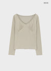Kohwi Lace V-neck Long Sleeve T-shirt
