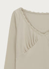 Kohwi Lace V-neck Long Sleeve T-shirt