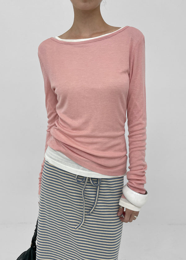 [MADE] Tenlua Wool Tencel Boat Neck Long Sleeve Tee (50% Tencel)
