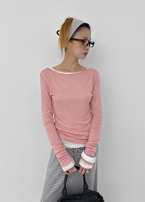 [MADE] Tenlua Wool Tencel Boat Neck Long Sleeve Tee (50% Tencel)