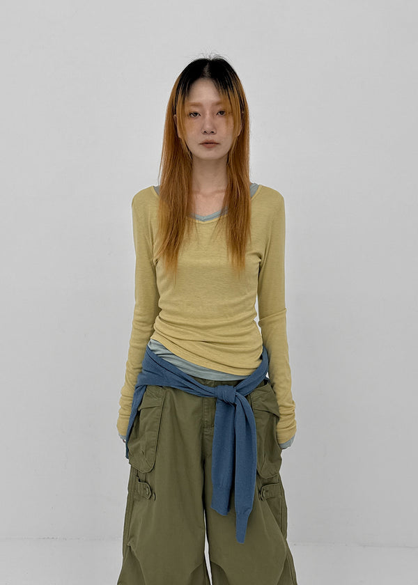 [MADE] Tenlua Wool Tencel V-Neck Long Sleeve Tee (50% Tencel)