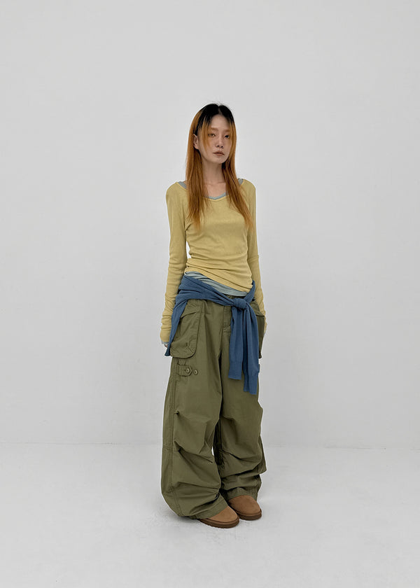 [MADE] Tenlua Wool Tencel V-Neck Long Sleeve Tee (50% Tencel)