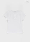 Kussyong Lettering Henley Neck Short Sleeve Tee