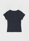 Kussyong Lettering Henley Neck Short Sleeve Tee