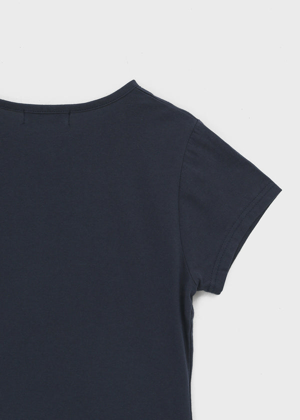 Kussyong Lettering Henley Neck Short Sleeve Tee