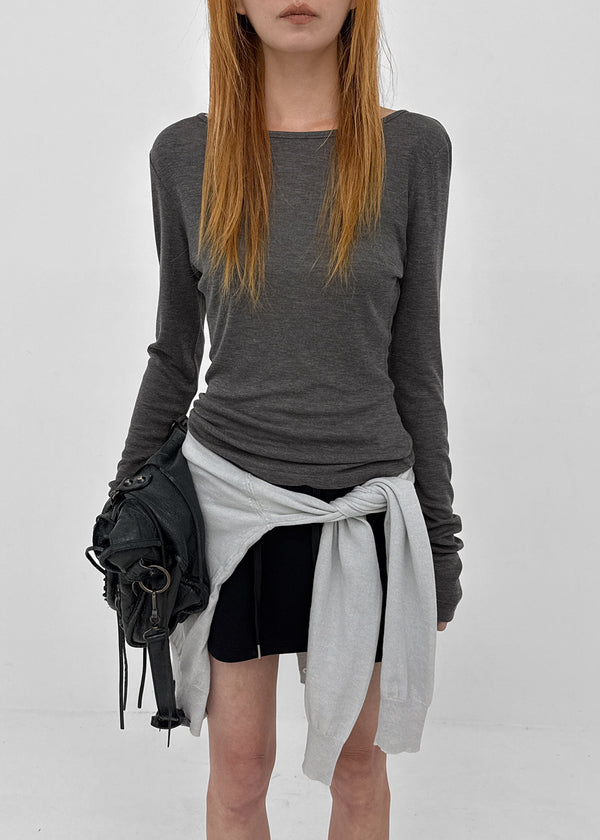 [MADE] Tenlua Wool Tencel Boat Neck Long Sleeve Tee (50% Tencel)