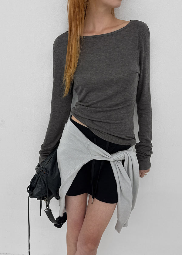 [MADE] Tenlua Wool Tencel Boat Neck Long Sleeve Tee (50% Tencel)