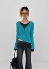 Pyaar Button Hoodie Tencel Long Sleeve Tee