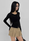 Chape banding pleated skirt-pants