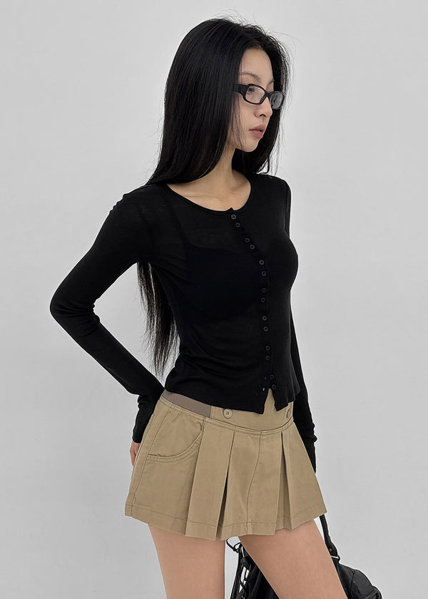 Chape banding pleated skirt-pants