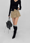 Chape banding pleated skirt-pants