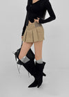 Chape banding pleated skirt-pants
