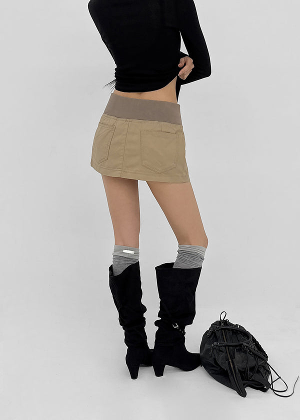 Chape banding pleated skirt-pants