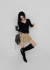 Chape banding pleated skirt-pants