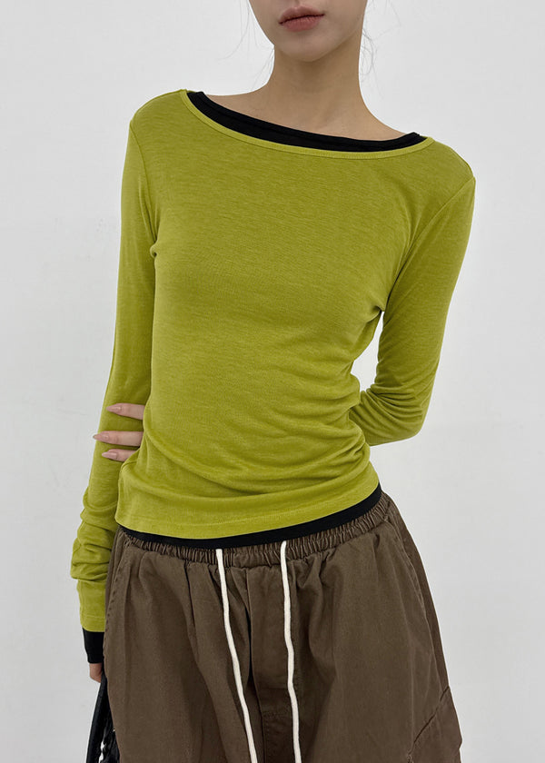 [MADE] Tenlua Wool Tencel Boat Neck Long Sleeve Tee (50% Tencel)
