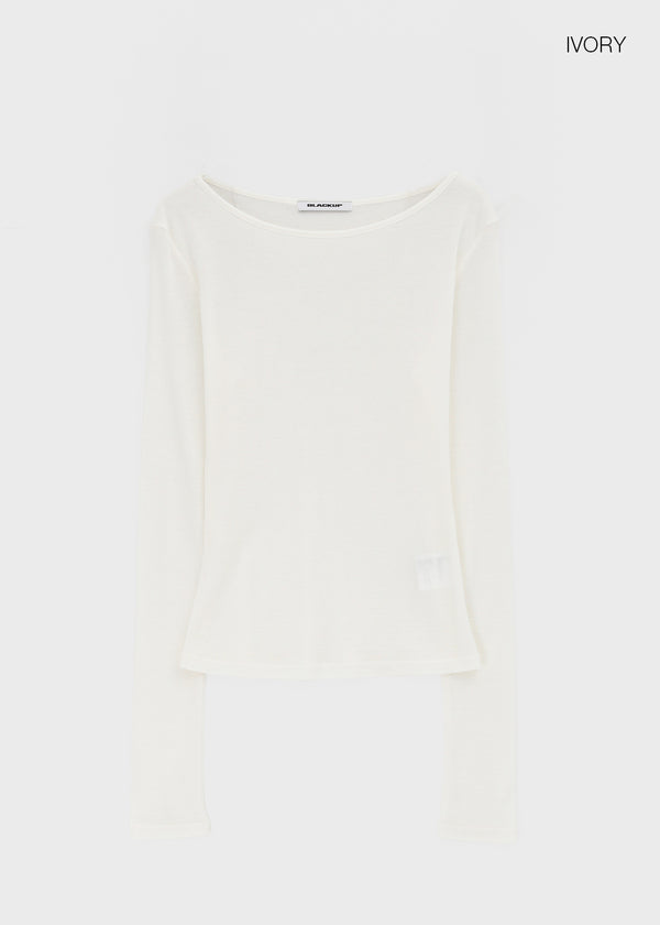 [MADE] Tenlua Wool Tencel Boat Neck Long Sleeve Tee (50% Tencel)