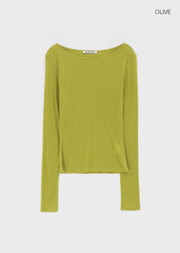 [MADE] Tenlua Wool Tencel Boat Neck Long Sleeve Tee (50% Tencel)