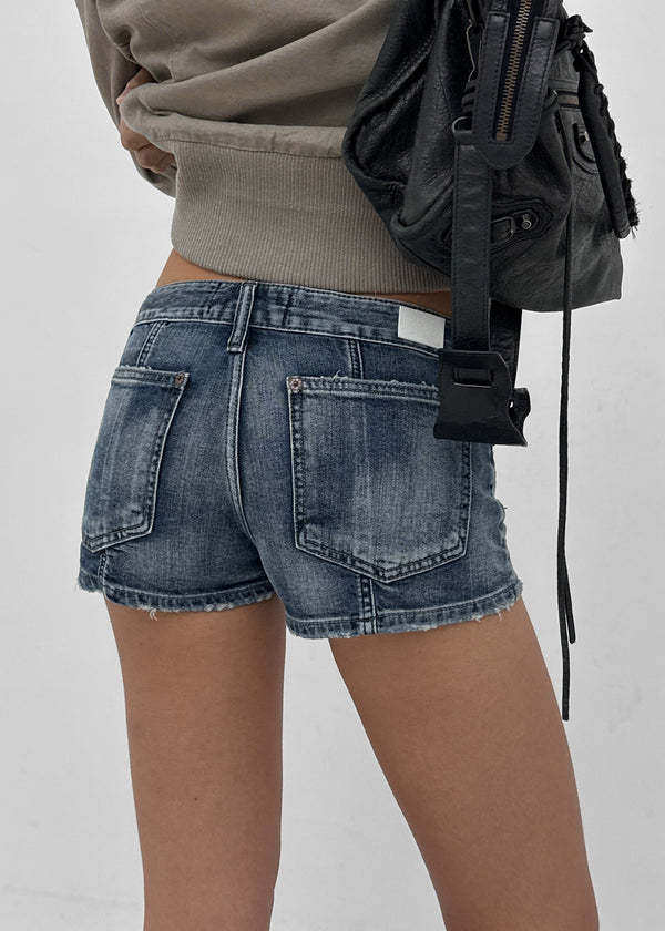 Murky low-waisted denim shorts