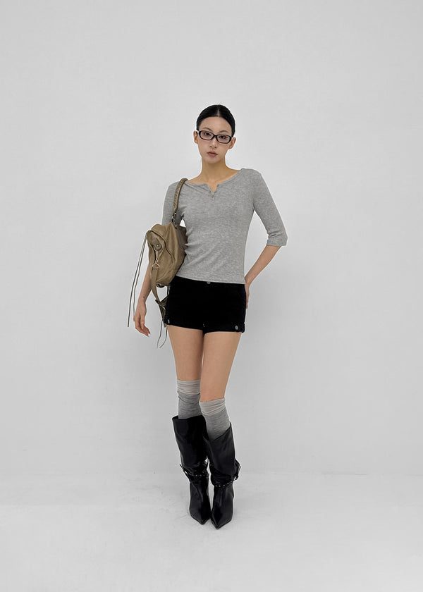 Brine Ribbed Henley Neck Sleeveless Tee
