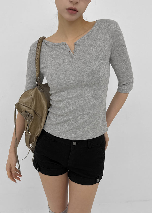 Brine Ribbed Henley Neck Sleeveless Tee