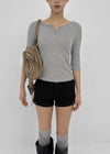 Brine Ribbed Henley Neck Sleeveless Tee