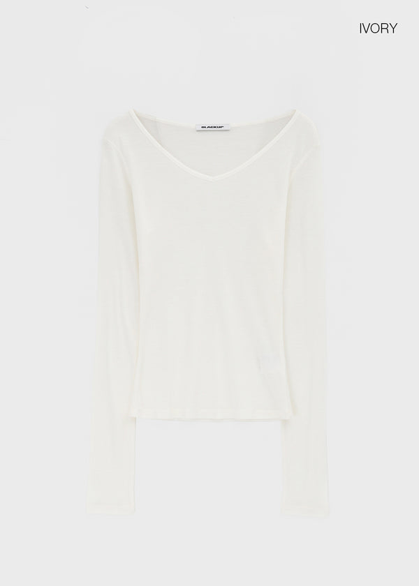 [MADE] Tenlua Wool Tencel V-Neck Long Sleeve Tee (50% Tencel)