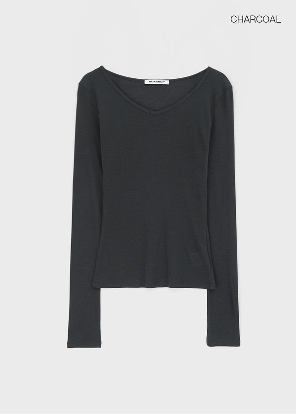 [MADE] Tenlua Wool Tencel V-Neck Long Sleeve Tee (50% Tencel)