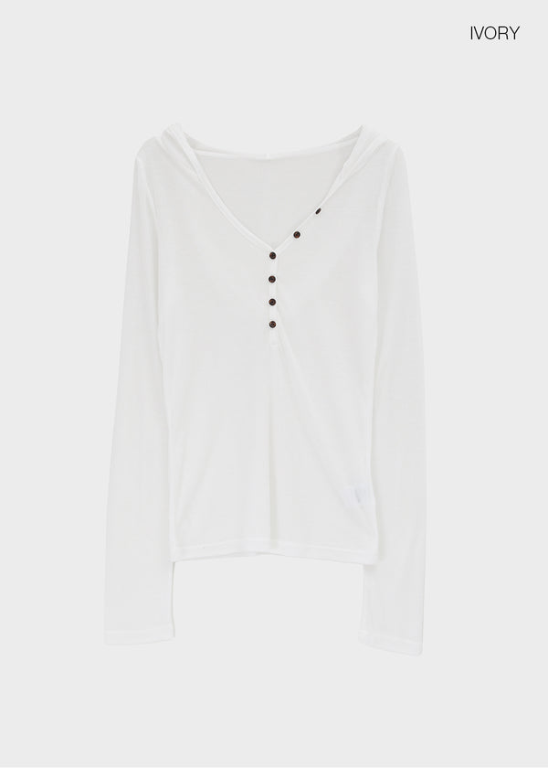 Pyaar Button Hoodie Tencel Long Sleeve Tee