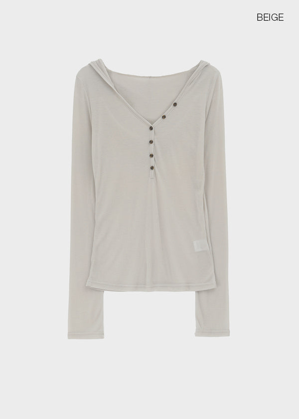 Pyaar Button Hoodie Tencel Long Sleeve Tee