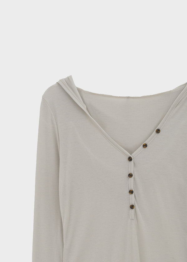 Pyaar Button Hoodie Tencel Long Sleeve Tee
