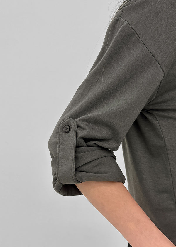Lafont Henley Neck Two-Way Hooded Long Sleeve Tee