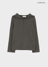 Lafont Henley Neck Two-Way Hooded Long Sleeve Tee