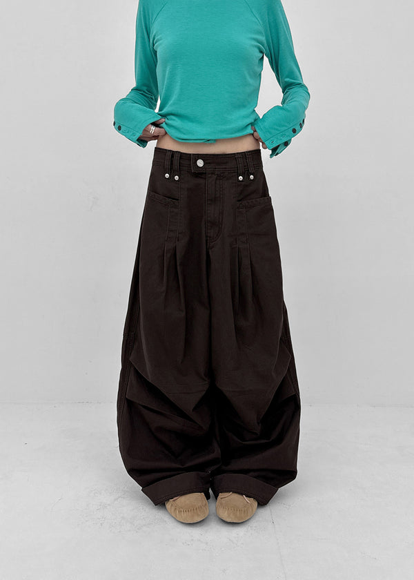 Value Pintuck Wide Cotton Pants