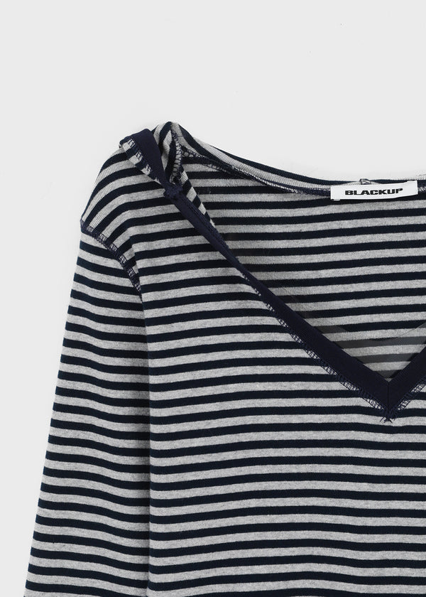 [MADE] Zeppel Striped V-Neck Hoodie Sleeveless