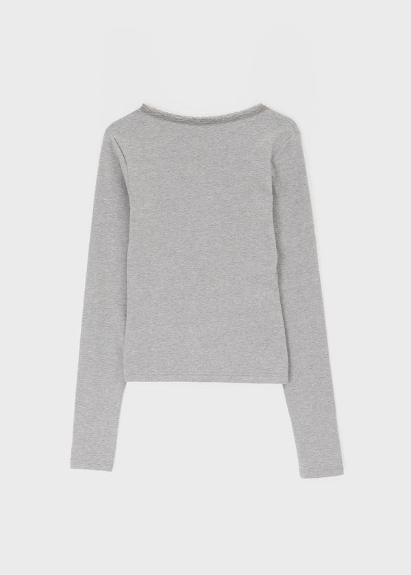 [MADE] Zeromi Lace V-Neck Long Sleeve Tee