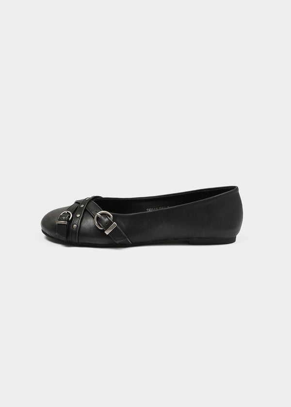 [MADE] Mobea Buckle Leather Flat Shoes