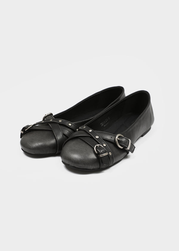 [MADE] Mobea Buckle Leather Flat Shoes