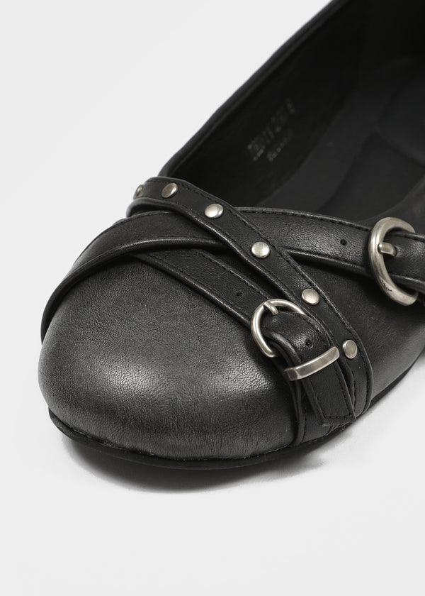 [MADE] Mobea Buckle Leather Flat Shoes