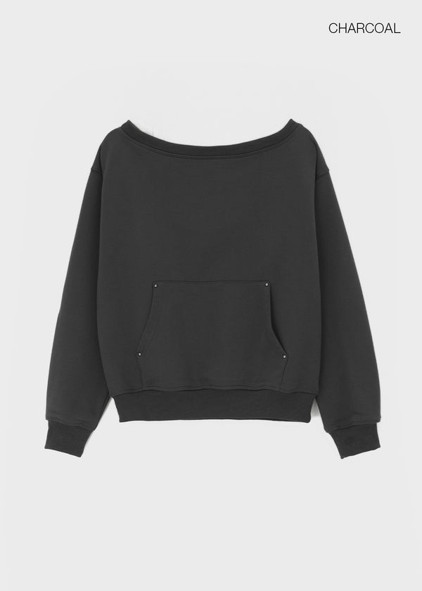 [MADE] Spanel Rivet Off-Shoulder Sweatshirt