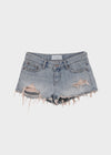 Cheeky distressed denim shorts