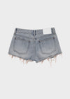 Cheeky distressed denim shorts
