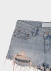 Cheeky distressed denim shorts
