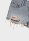 Cheeky distressed denim shorts