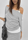 [MADE] Upper-face Boat Neck Batwing Sleeve T-shirt (Available as a set)