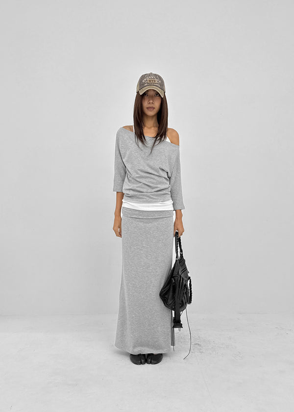 [MADE] Upper-face Boat Neck Batwing Sleeve T-shirt (Available as a set)