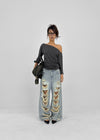 Gilite Damaged Wide Denim Pants