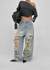 Gilite Damaged Wide Denim Pants