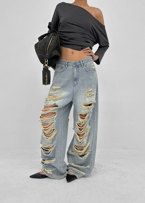 Gilite Damaged Wide Denim Pants