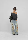 Gilite Damaged Wide Denim Pants